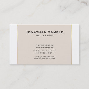 Carte De Visite Design minimaliste de glamour tendance Gold Plain