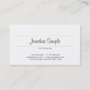 Carte De Visite Design minimaliste Gold Luxury Calligraphy Plain