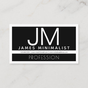 Carte De Visite Design minimaliste professionnel moderne Noir et