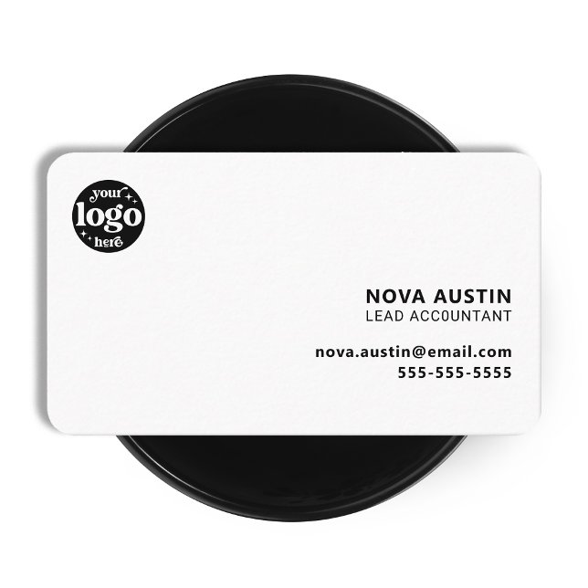 Carte De Visite Design minimaliste Professionnel Simple Blanc Avec (Créateur téléchargé)