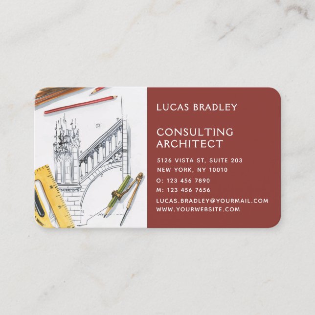 Carte De Visite Design Moderne Architecte Construction (Devant)