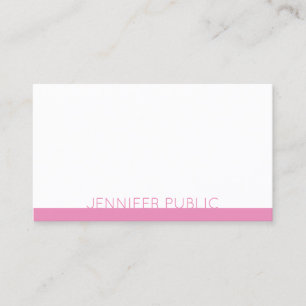 Carte De Visite Design moderne Elégant rose blanc Tendance Plaine