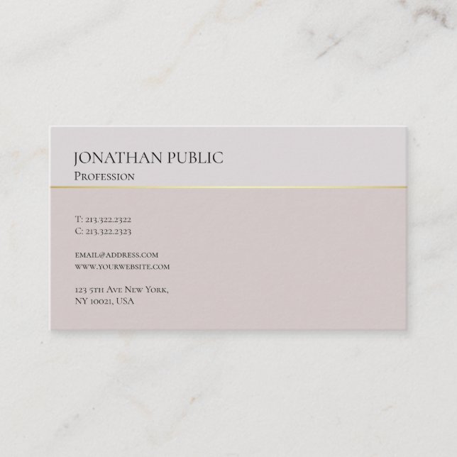 Carte De Visite Design moderne élégant Simple Plain Professional (Devant)