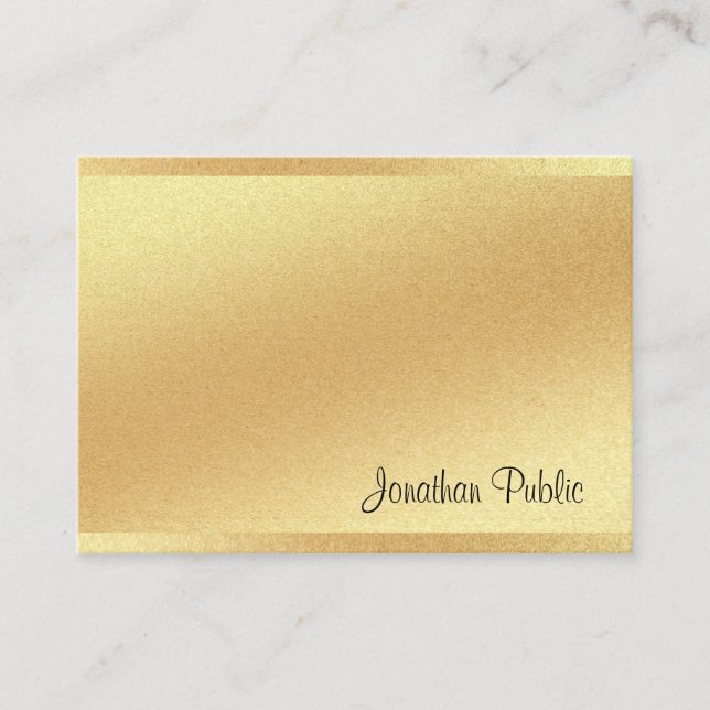 Carte De Visite Design moderne Faux Gold Hand Script professionnel (Devant)