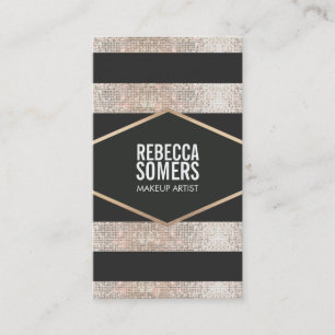 Carte De Visite Design Moderne Faux Sequin Beauté striée