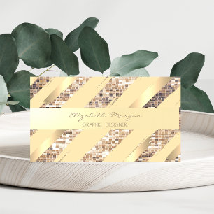 Carte De Visite Design moderne, Grilles, Faux Gold, Sequin