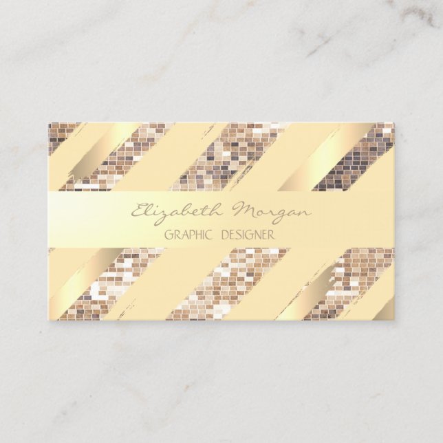 Carte De Visite Design moderne, Grilles, Faux Gold, Sequin (Devant)