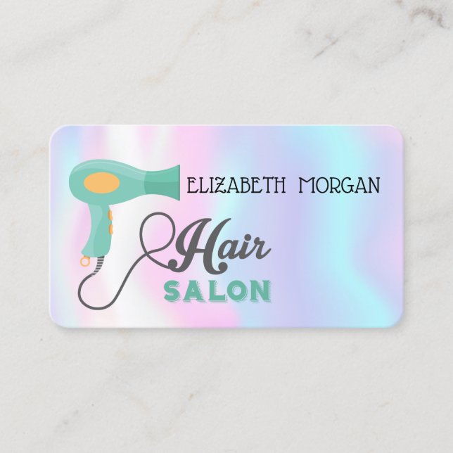 Carte De Visite Design Moderne, Holographique, Sèche-cheveux, Salo (Devant)
