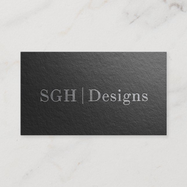 Carte De Visite Design moderne minimal Argent Noir Embossé Texte (Devant)