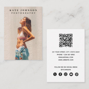Carte De Visite Design moderne minimaliste photo QR Code Social Me