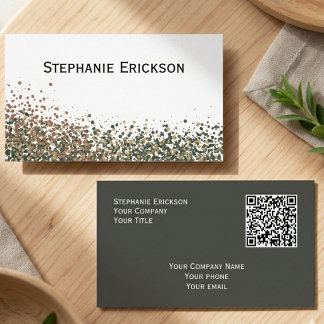Carte De Visite Design moderne minimaliste vert forêt et cuivre