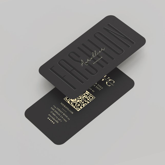 Carte De Visite Design moderne Monogram Black Gold (Modern Fashion Designer Monogram Black Gold Business Card
)