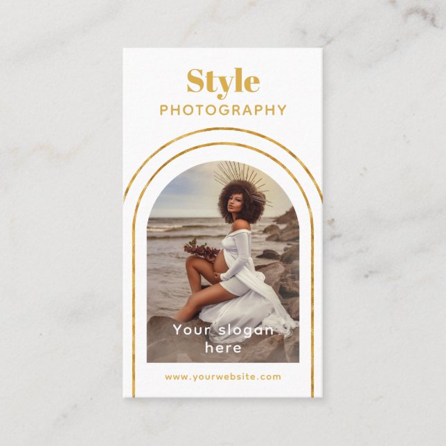 Carte De Visite Design moderne photo de script QR Code Photographi (Devant)