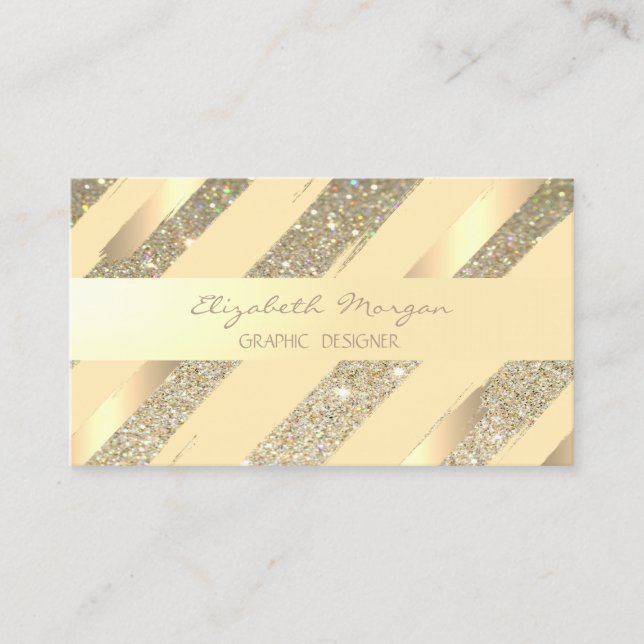 Carte De Visite Design moderne, Rayures, Faux Gold, Gliterie (Devant)