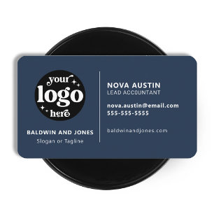 Carte De Visite Design Moderne Simple Bleu Professionnel Avec Logo