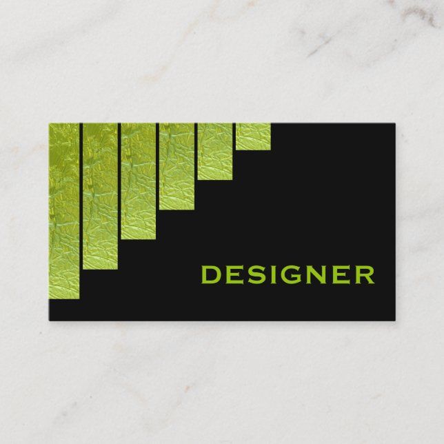 Carte De Visite Design moderne vert, noir rayures verticales (Devant)