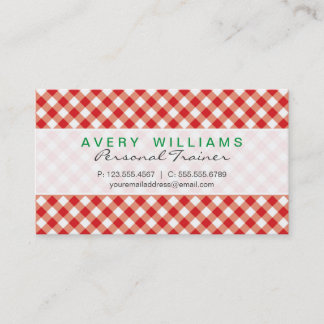 Carte De Visite Design moderne, vert, rouge et blanc Pays En vichy