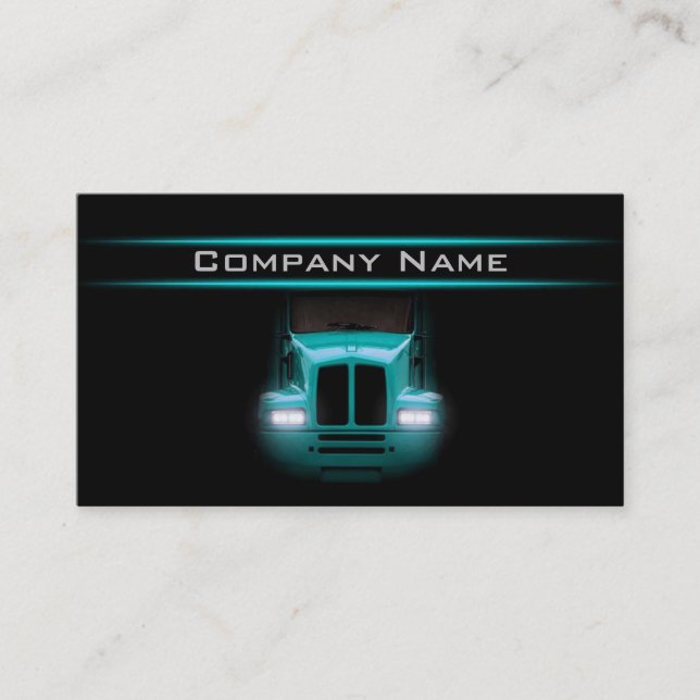 Carte De Visite Design noir Cyan Camion avant plus lumineux dispos (Devant)