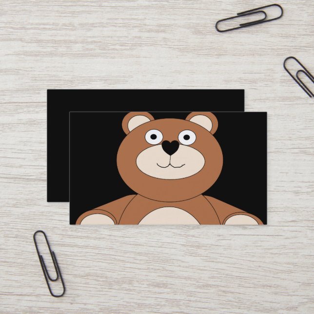 Carte de visite design ours en peluche (Devant/Arrière en situation)