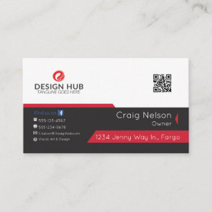 Carte De Visite Design professionnel à doublure rouge