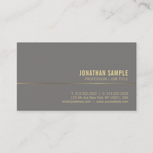 Carte De Visite Design professionnel chic Gold de luxe (Devant)