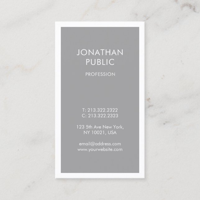 Carte De Visite Design professionnel chic gris blanc simple simple (Devant)
