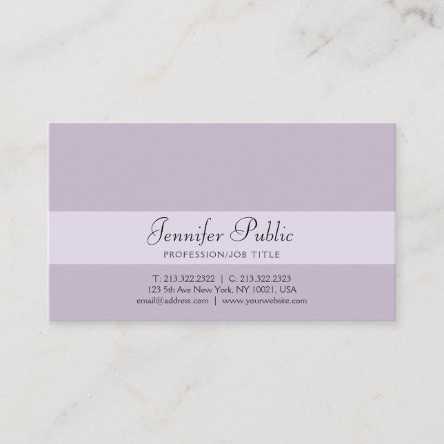 Carte De Visite Design professionnel élégant design Violet moderne (Devant)