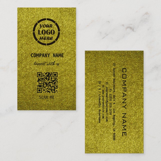 Carte De Visite Design professionnel élégant Olive Code QR moderne (Devant / Derrière)