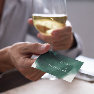 Carte De Visite Design professionnel Emerald Green Watercolor