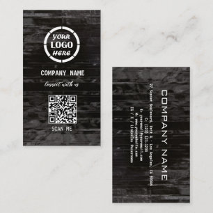 Carte De Visite Design professionnel en bois noir Code QR moderne