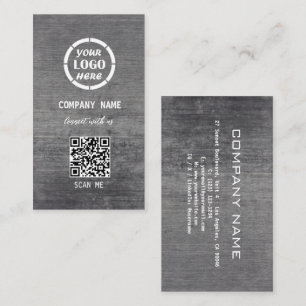 Carte De Visite Design professionnel gris blanc Code QR moderne