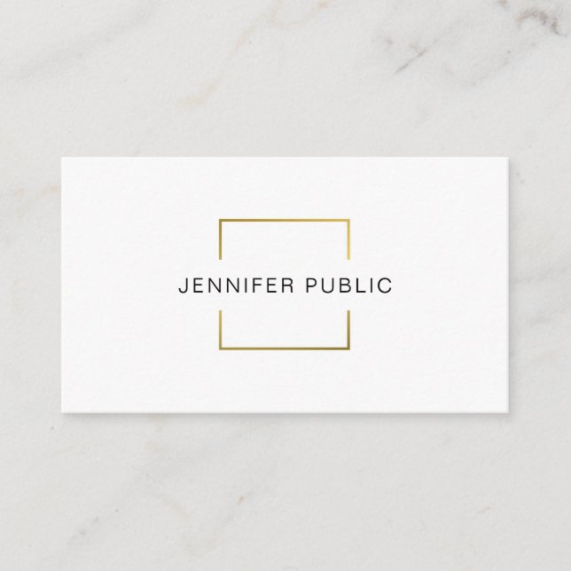 Carte De Visite Design professionnel moderne et créatif Gold White (Devant)