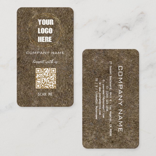 Carte De Visite Design professionnel or élégant Code QR moderne (Devant / Derrière)