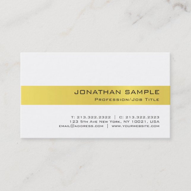 Carte De Visite Design professionnel tendance Gold White Luxury De (Devant)