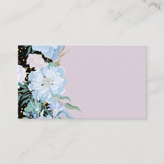 Carte De Visite Design Propre Trending Girly Stationery Blue Flowe (Devant)