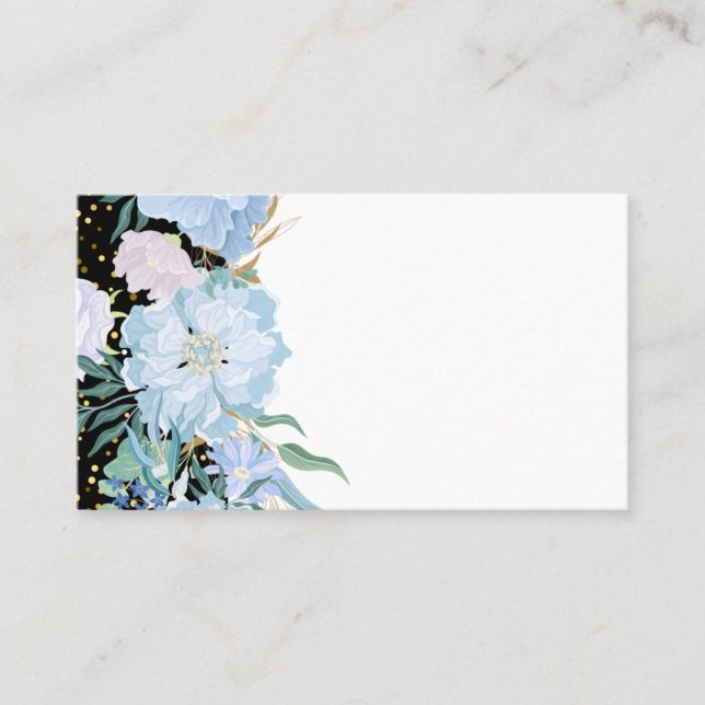 Carte De Visite Design Propre Trending Girly Stationery Blue Flowe (Devant)