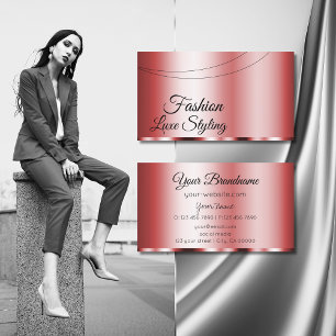 Carte De Visite Design Red Chic Glamour Professionnel et Simple