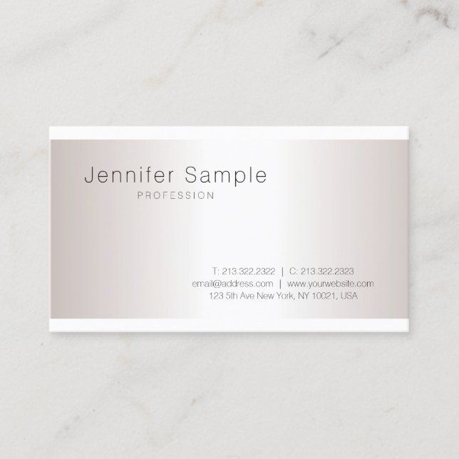 Carte De Visite Design Silver Moderne Simple Simple Professionnel (Devant)