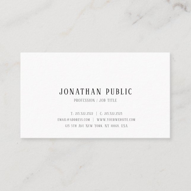 Carte De Visite Design simple Elégant Modèle Moderne Professionnel (Devant)