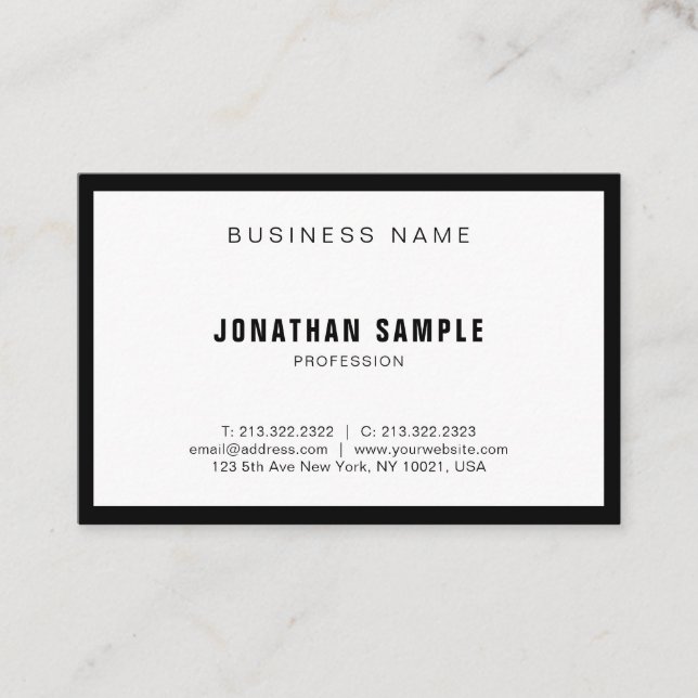 Carte De Visite Design simple élégant noir blanc BW clair moderne (Devant)