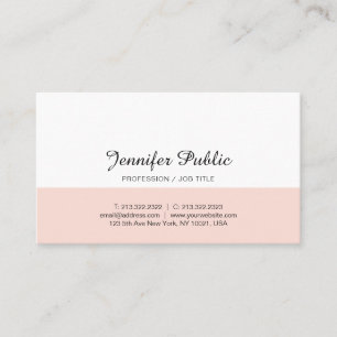 Carte De Visite Design simple et chic Blush Pink Blanc tendance mo