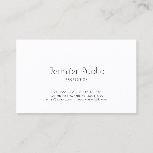 Carte De Visite Design simple et créatif Plaine blanche moderne et (Devant)