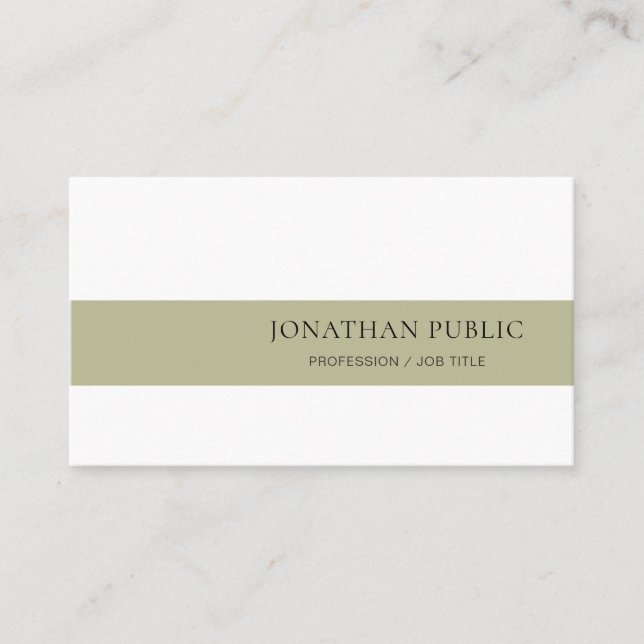 Carte De Visite Design simple et créatif Vert Blanc Plaine tendanc (Devant)