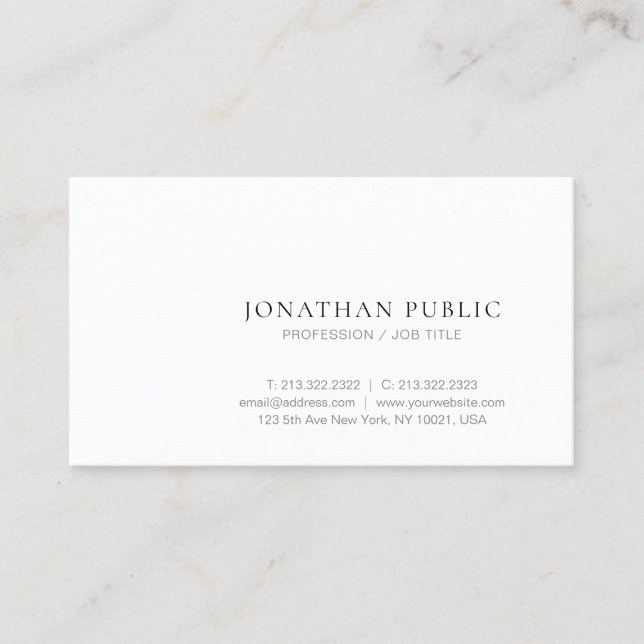 Carte De Visite Design simple Modèle moderne élégant (Devant)