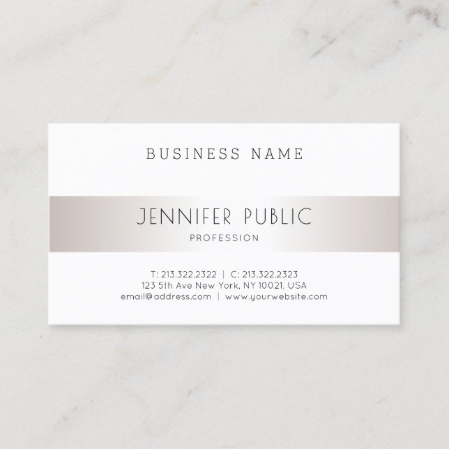 Carte De Visite Design simple moderne élégant argent semi-brillant (Devant)