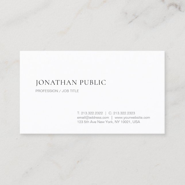 Carte De Visite Design simple moderne Élégant Modèle professionnel (Devant)