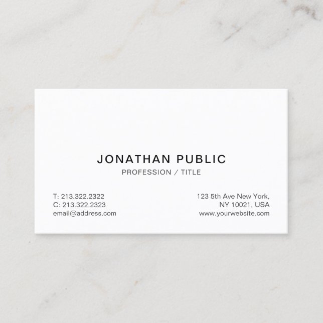 Carte De Visite Design simple moderne Elégant Professionnel Person (Devant)