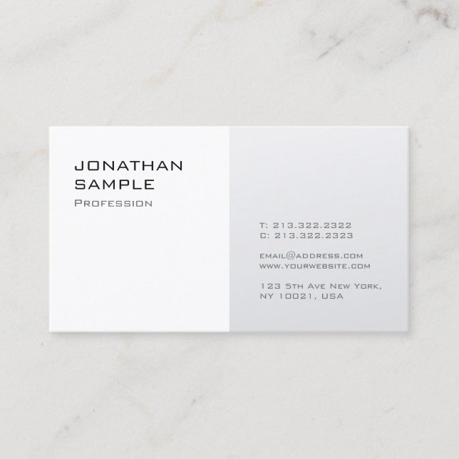 Carte De Visite Design simple moderne Silver Blanc Plaine tendance (Devant)