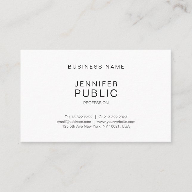 Carte De Visite Design simple sophistiqué moderne tendance uni (Devant)