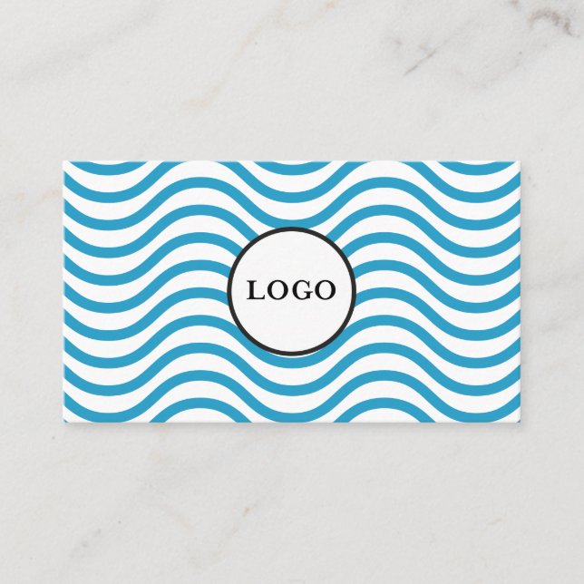 Carte de visite design vague bleue Bondi blanche (Devant)
